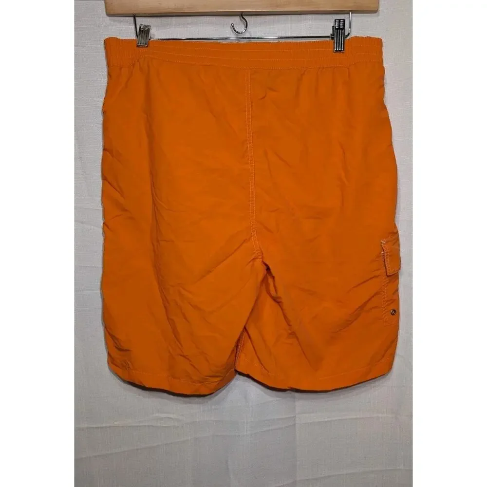Vintage Polo Ralph Lauren‎ Mens Board Shorts Swim Trunks Sz L Orange Green Pony
